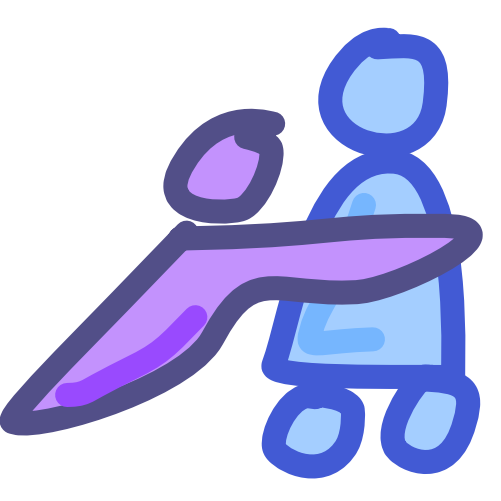 an image with dark line art shows a purple figure tackling a blue figure.